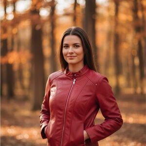 White House Black Market Burgundy Leather Jacket